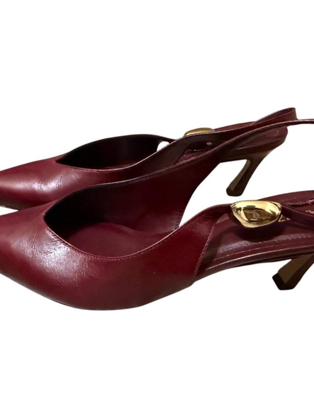 Arezzo Burgundy Leather Slingback Heels 41B Pointed Toe Made in Brazil